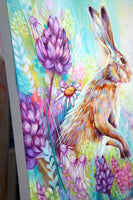 Boxing Hares flower meadow commission