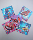 Garden Bird collection- Signed set of 5 individual 16 x 16 cm prints
