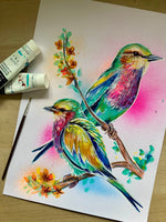 A3 Indian Roller Paint Sketch #1